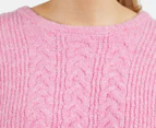 Elm Women's Elliot Cable Knit Sweater - Super Pink