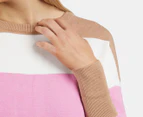 Elm Women's Hallie Stripe Knit Sweater - Butterscotch/Pink/White