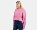 Elm Women's Elliot Cable Knit Sweater - Super Pink