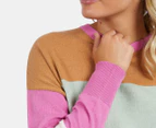 Elm Women's Current Blocked Knit Sweater - Butterscotch/Super Pink/Leaf