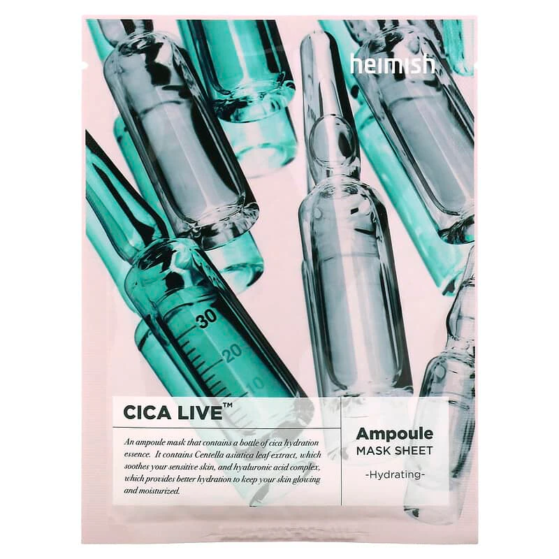 Heimish, Cica Live, Ampoule Beauty Mask Sheet, 5 Sheets, 30 ml Each