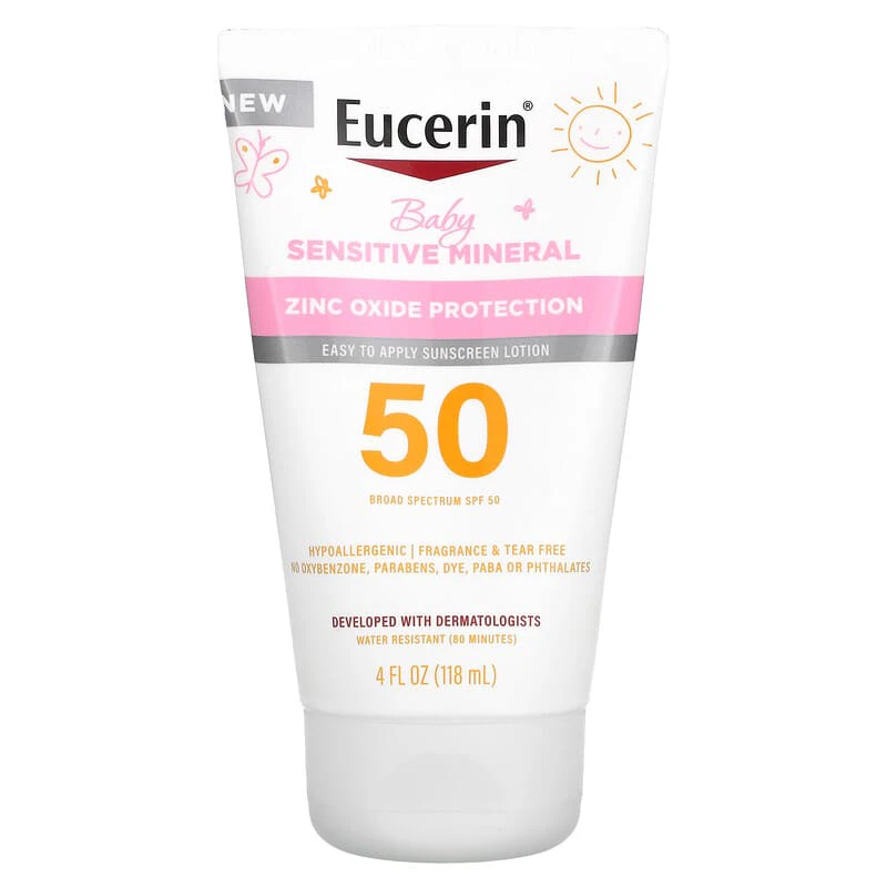 Eucerin, Baby, Sensitive Mineral Sunscreen Lotion, SPF 50, 118ml