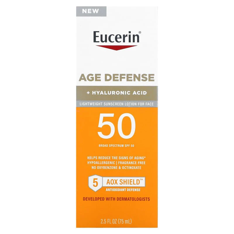 Eucerin, Age Defense, Lightweight Sunscreen Lotion For Face, SPF 50, 75ml