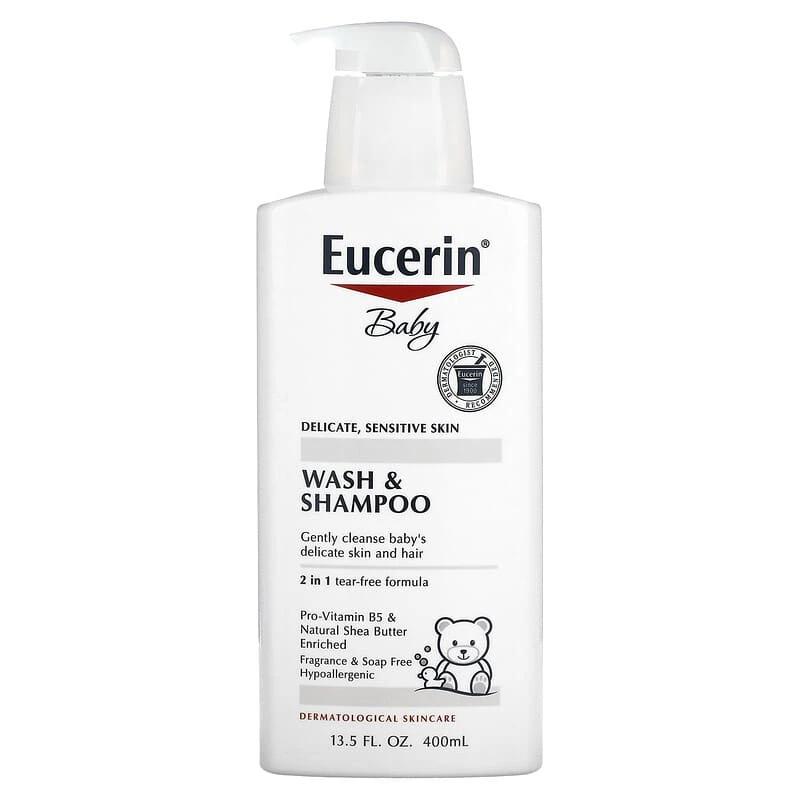 Eucerin, Baby, Wash & Shampoo, Fragrance Free, 400ml