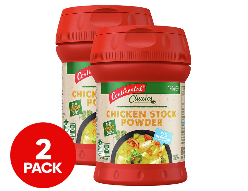 2 x Continental Classics Chicken Stock Powder Salt Reduced 120g