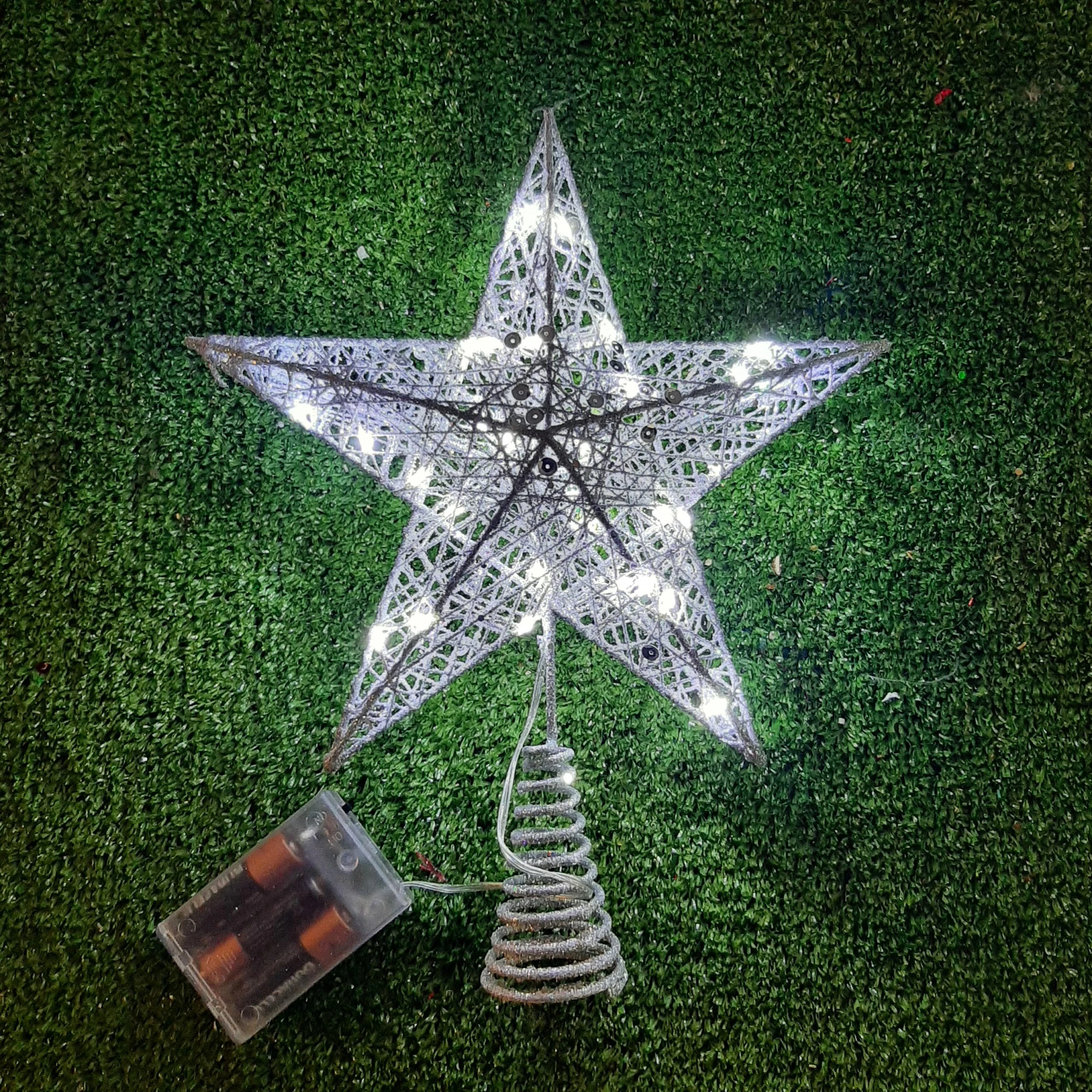 Silver Christmas Tree Topper w/ Lights