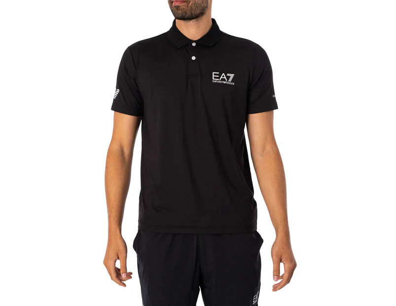 EA7 Men's Ventus Chest Logo Polo Shirt - Black