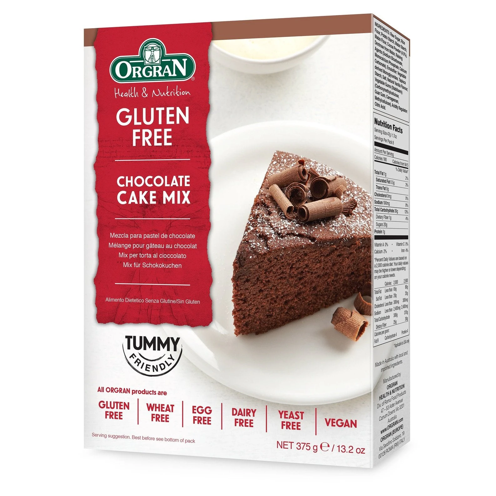 Orgran Gluten Free Cake Mix Chocolate 375g (Pack of 8)