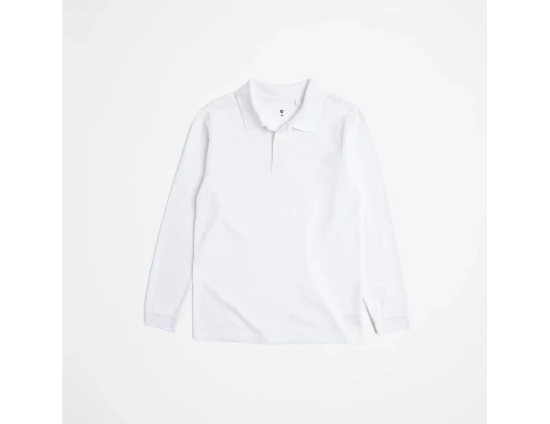 Target School Polo Long Sleeve Top - White