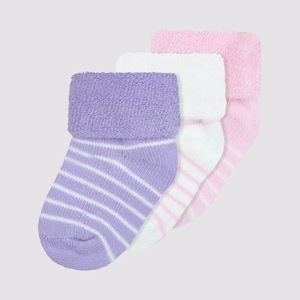 Baby Organic Cotton Terry Turn Top Socks 3 Pack - Underworks