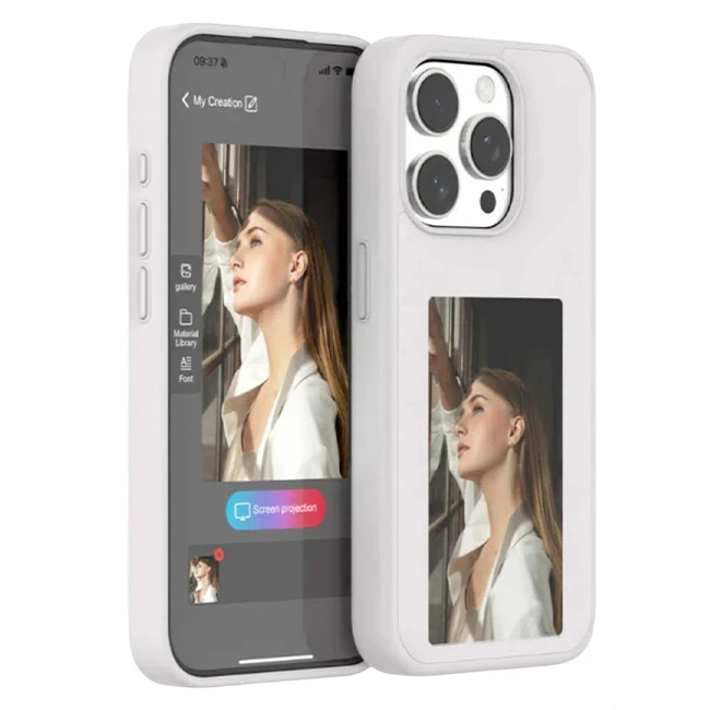 Pop Phones Smart NFC E-Ink Screen Case (Suits iPhone 15) - White