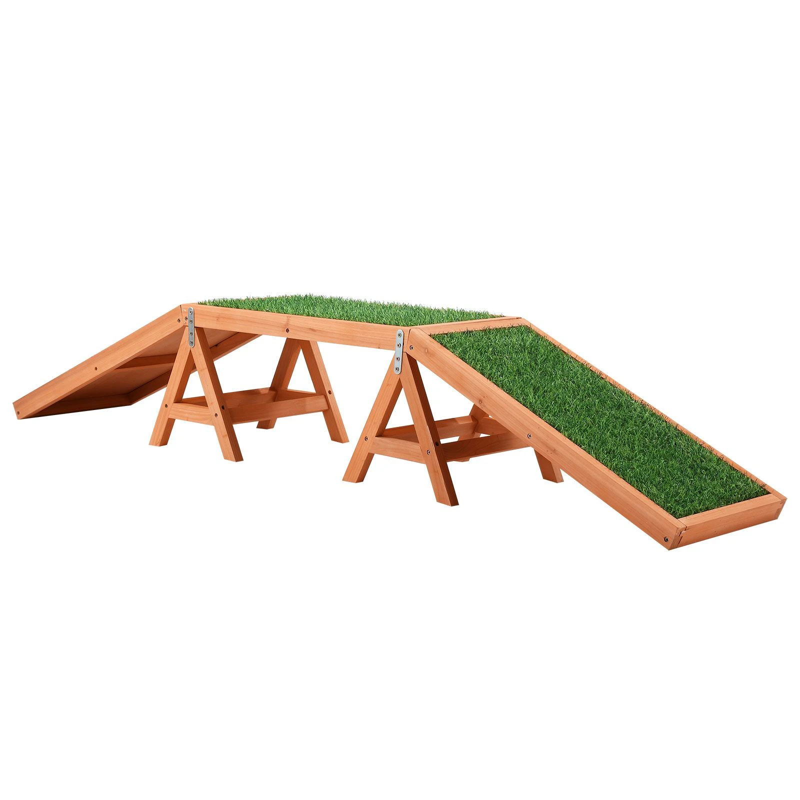 Petscene Dog Agility Ramp Puppy Obedience Training Sports Obstacle Exercise Outdoor Play Equipment Wooden Artificial Grass