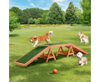 Petscene Dog Agility Ramp Puppy Obedience Training Sports Obstacle Exercise Outdoor Play Equipment Wooden Artificial Grass
