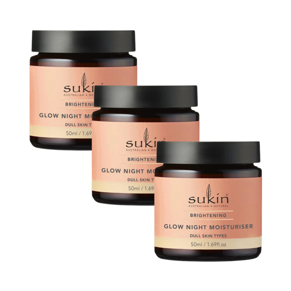 3 x Sukin Brightening Glow Night Moisturiser 50mL