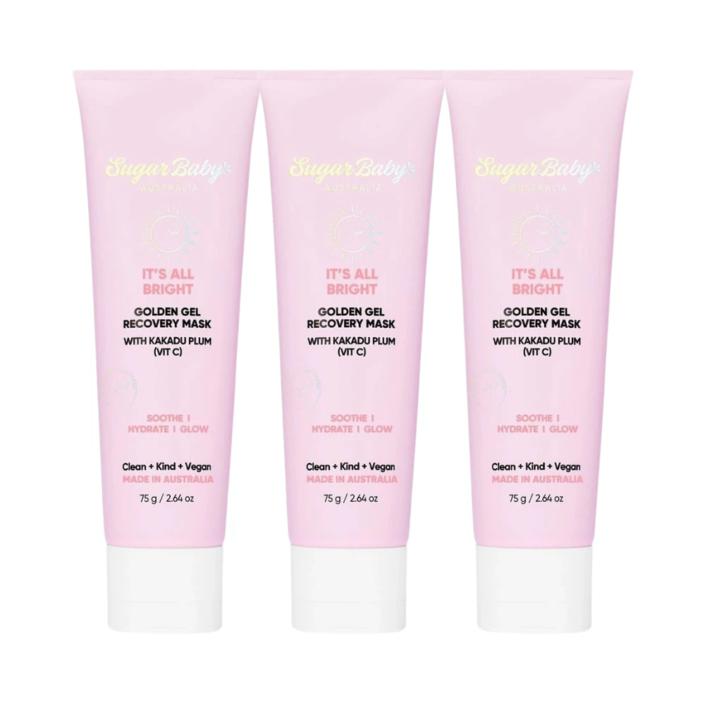 3 x SugarBaby Its All Bright Golden Gel Recovery Mask 75g