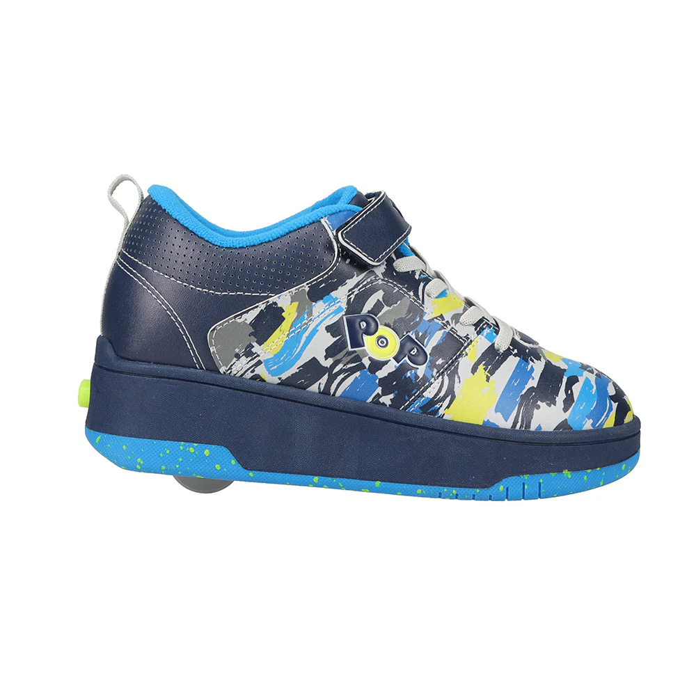 Heelys Pop Strive Boys Kids/Youth Wheel Shoes Navy/Blue/Grey/Yellow