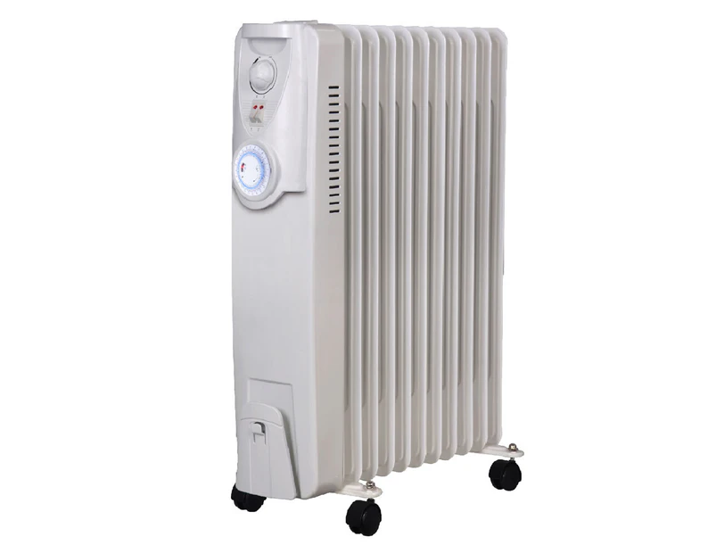 Heller HOCH11T Portable Electric Oil Heater/Heating 11 FIN 24h Timer 2400W White