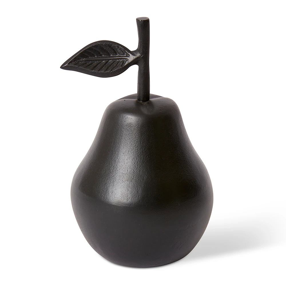 E Style Pear Home Decorative Fruit Sculpture Ornament - Black 13 x 13 x 22cm