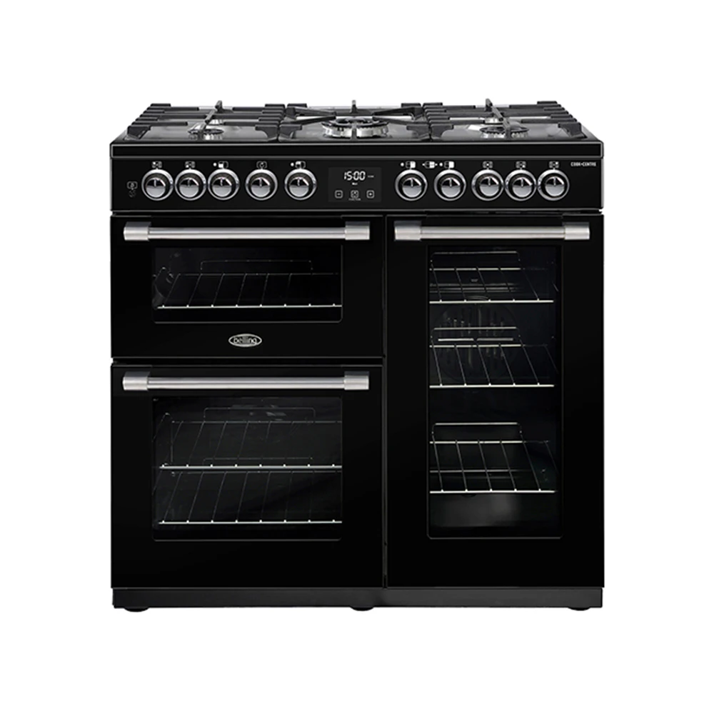 Belling 90cm Cookcentre Dual Fuel Cooktop Range Cooker Electric Oven Grill Black