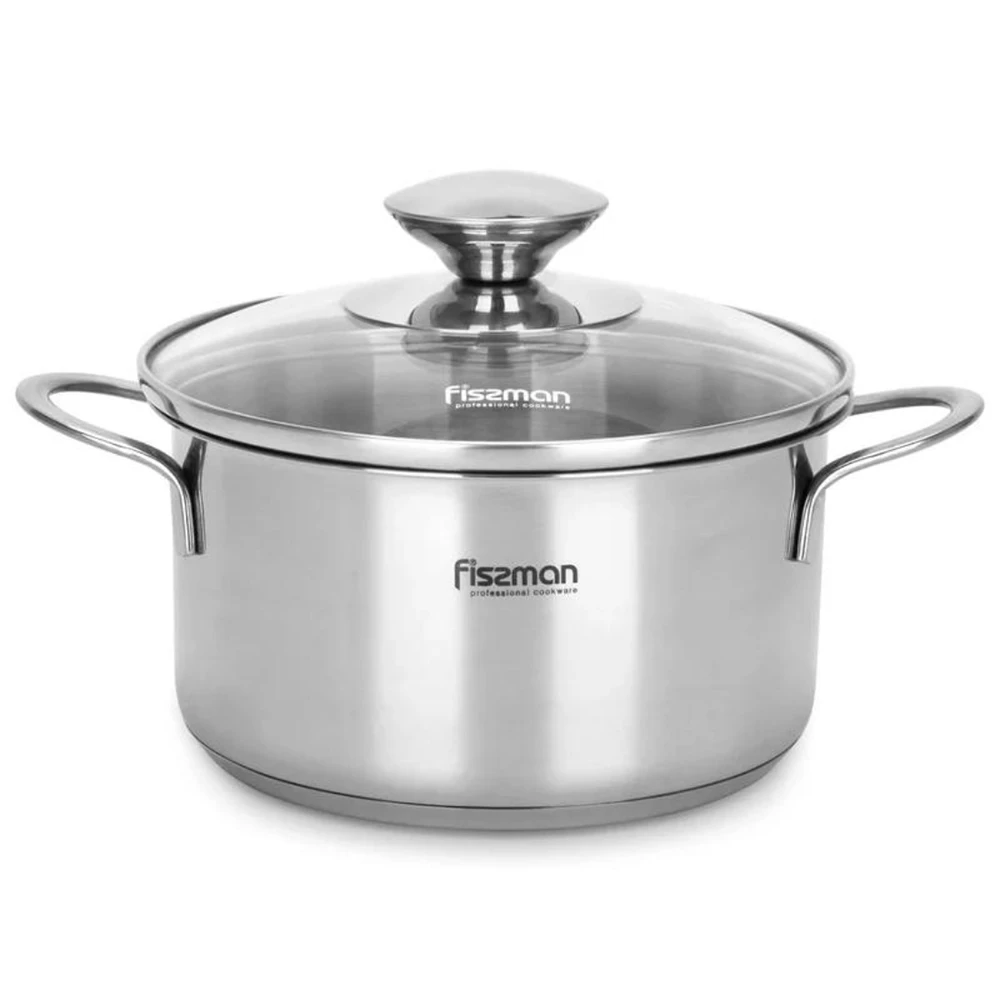 Fissman Bambino Stainless Steel Saucepot with Glass Lid 14 x 6 cm 0.9L