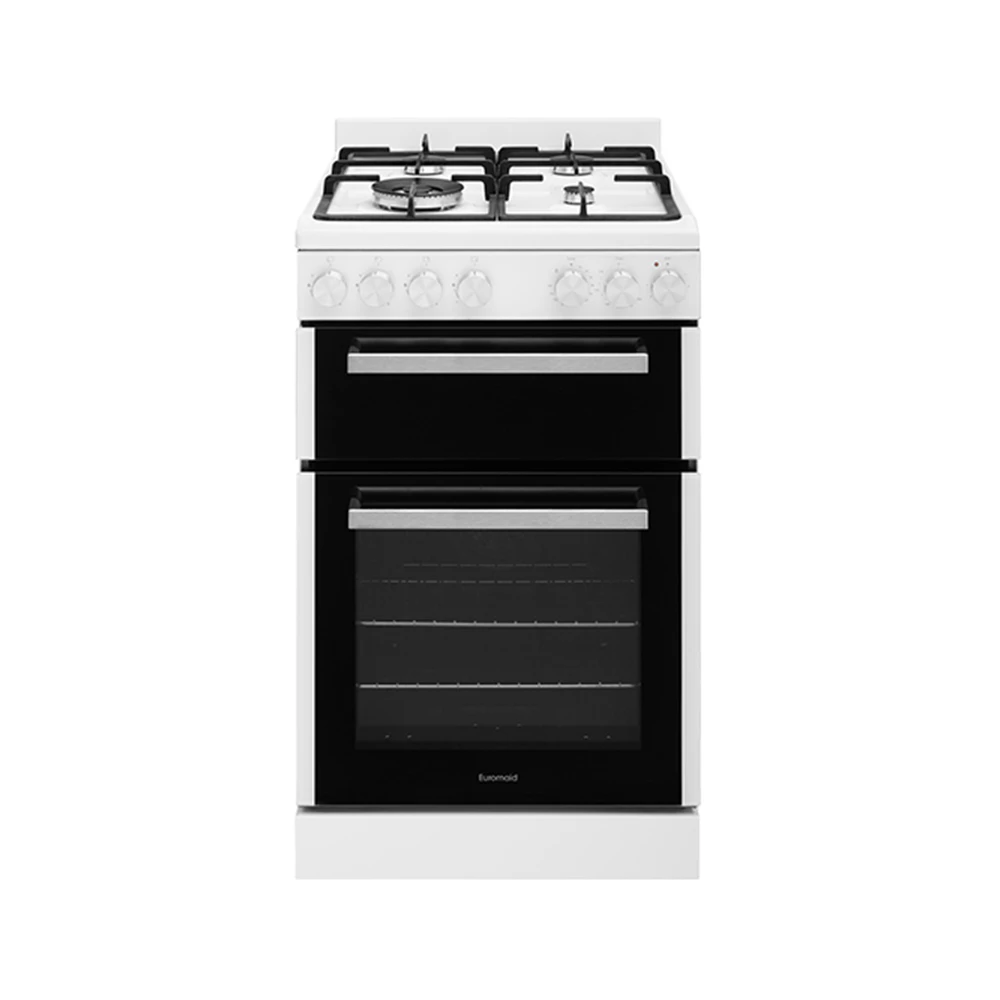 Euromaid 54cm/83L Electric Oven Range Cooker w/ Solid Cooktop Dual Cavity White