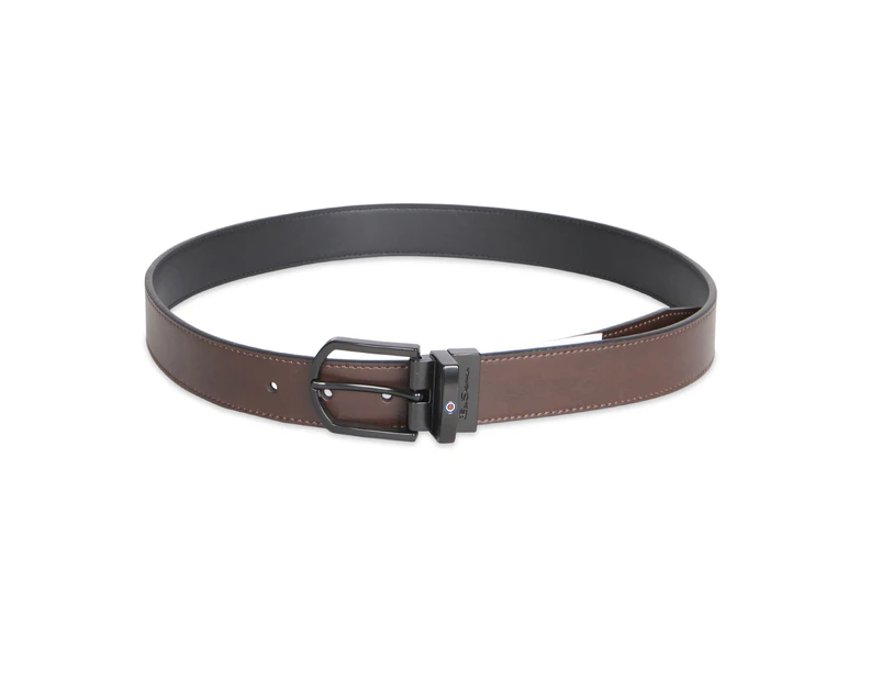 Ben Sherman Men's Reversible Pin Buckle Casual Fashion Belt Brown/Black - Brown/Black