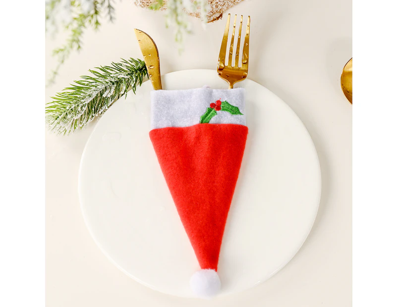 20pcs Santa Hat Silverware Holder Christmas Party Table Decorations Cutlery Decoration