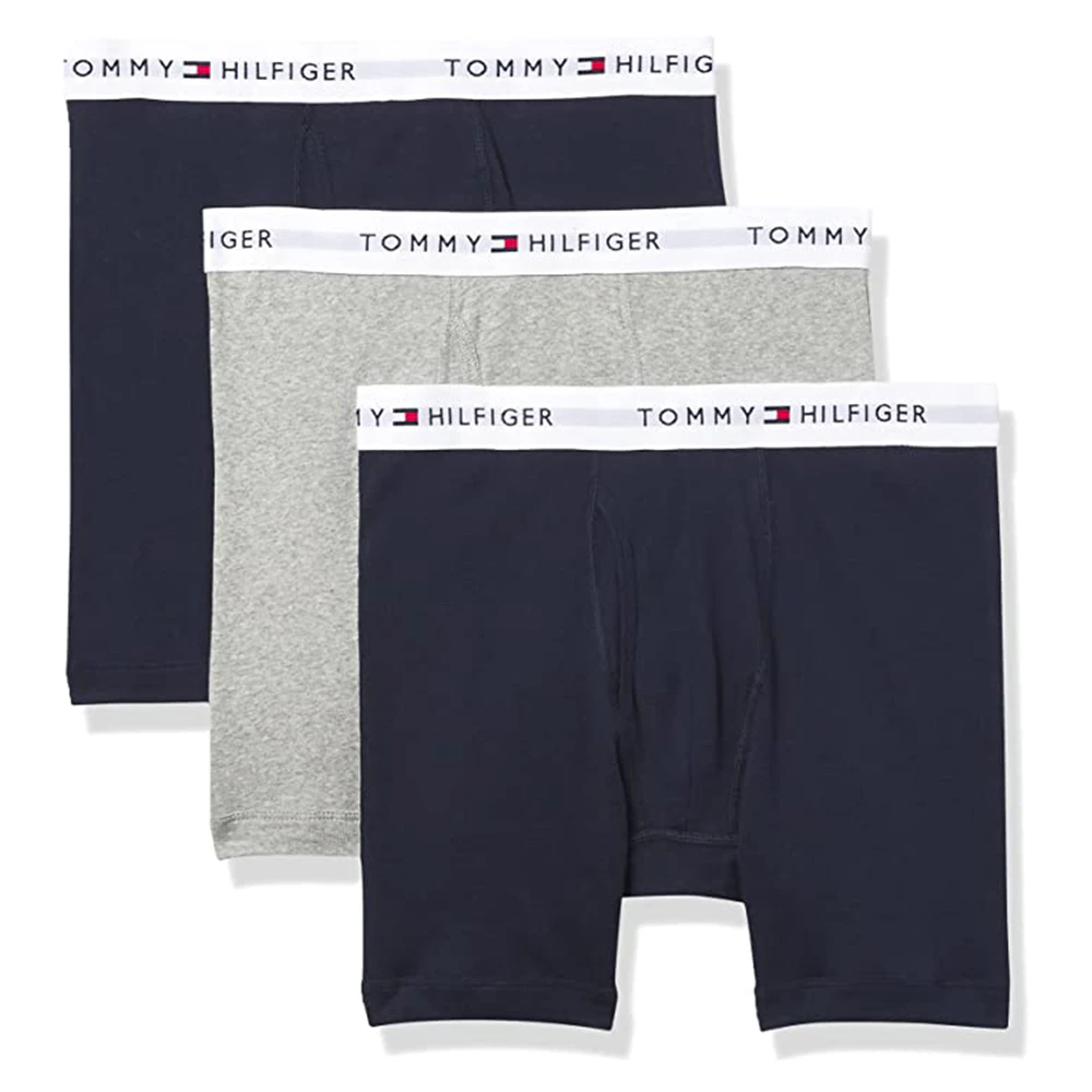 3PK Tommy Hilfiger Men's Cotton Classic Trunk Underwear Multi Navy/Grey