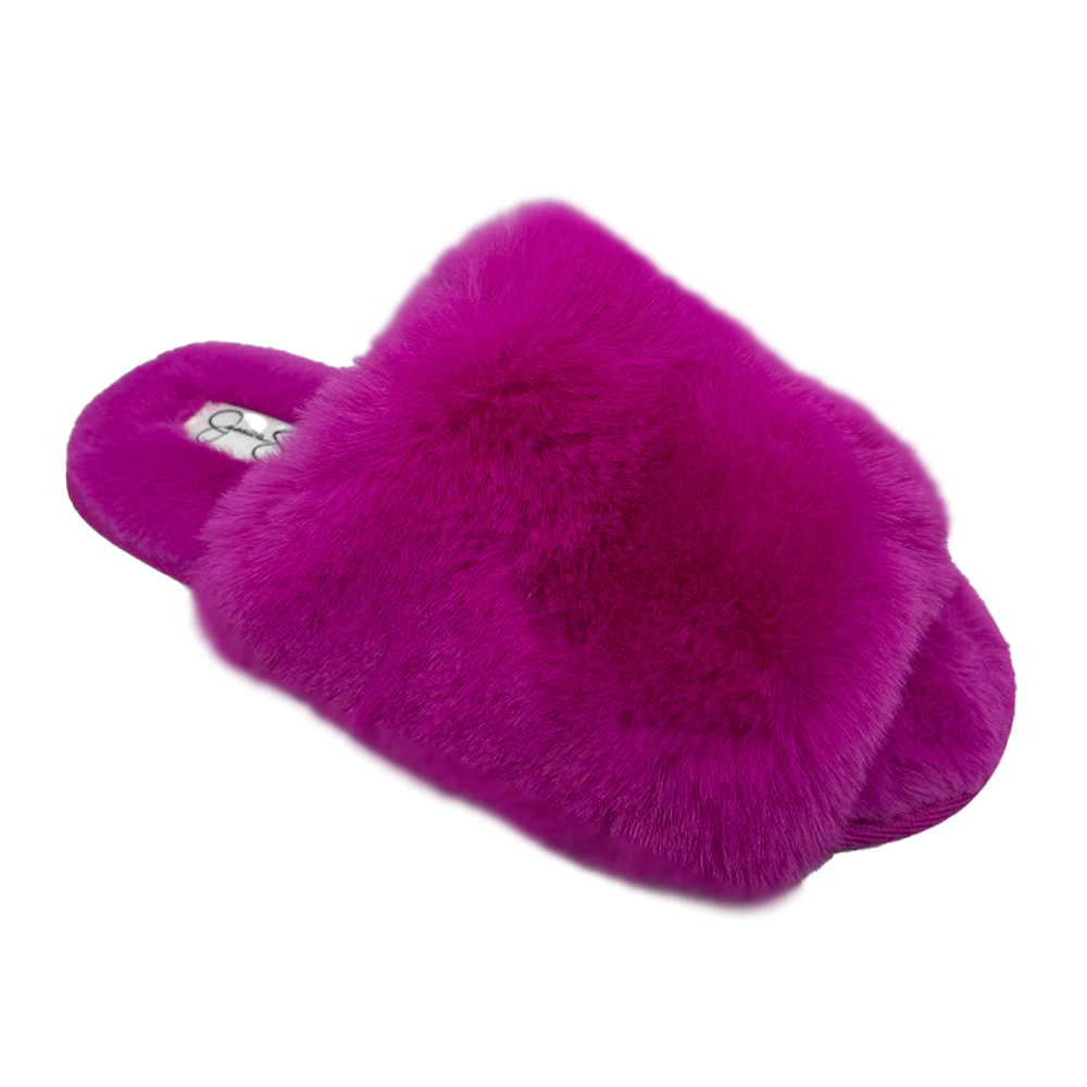 Jessica Simpson Womens Plush Bunny Slide Slippers Magenta - Pink