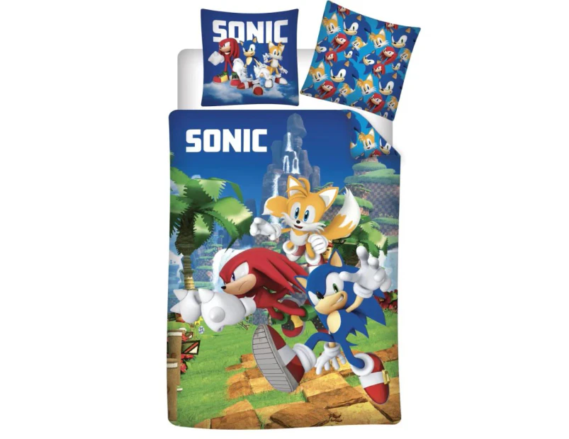 Kids Sonic The Hedgehog Quilt Cover Set - Single Bed