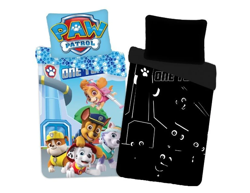 Paw Patrol Glow in the Dark One Team Quilt Cover Set - Single Bed