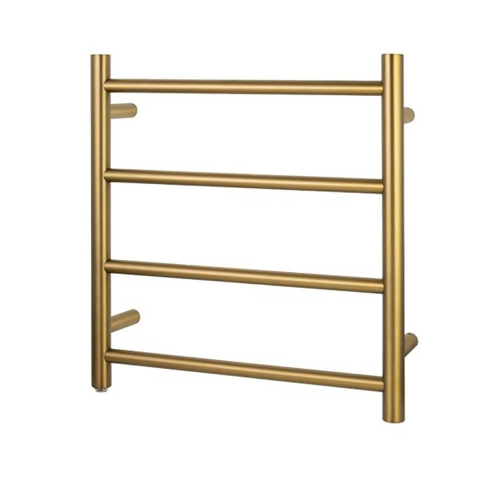 AQUAPERLA 4-Bar Heated Towel Rail - Round Bars - PVD Brushed Yellow Gold (W500mm x H520mm)