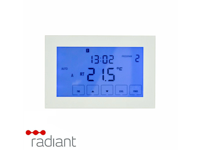 Radiant GTSS-TH-H Premium Glass Fronted Touch Screen Thermostat - Silver - Horizontal