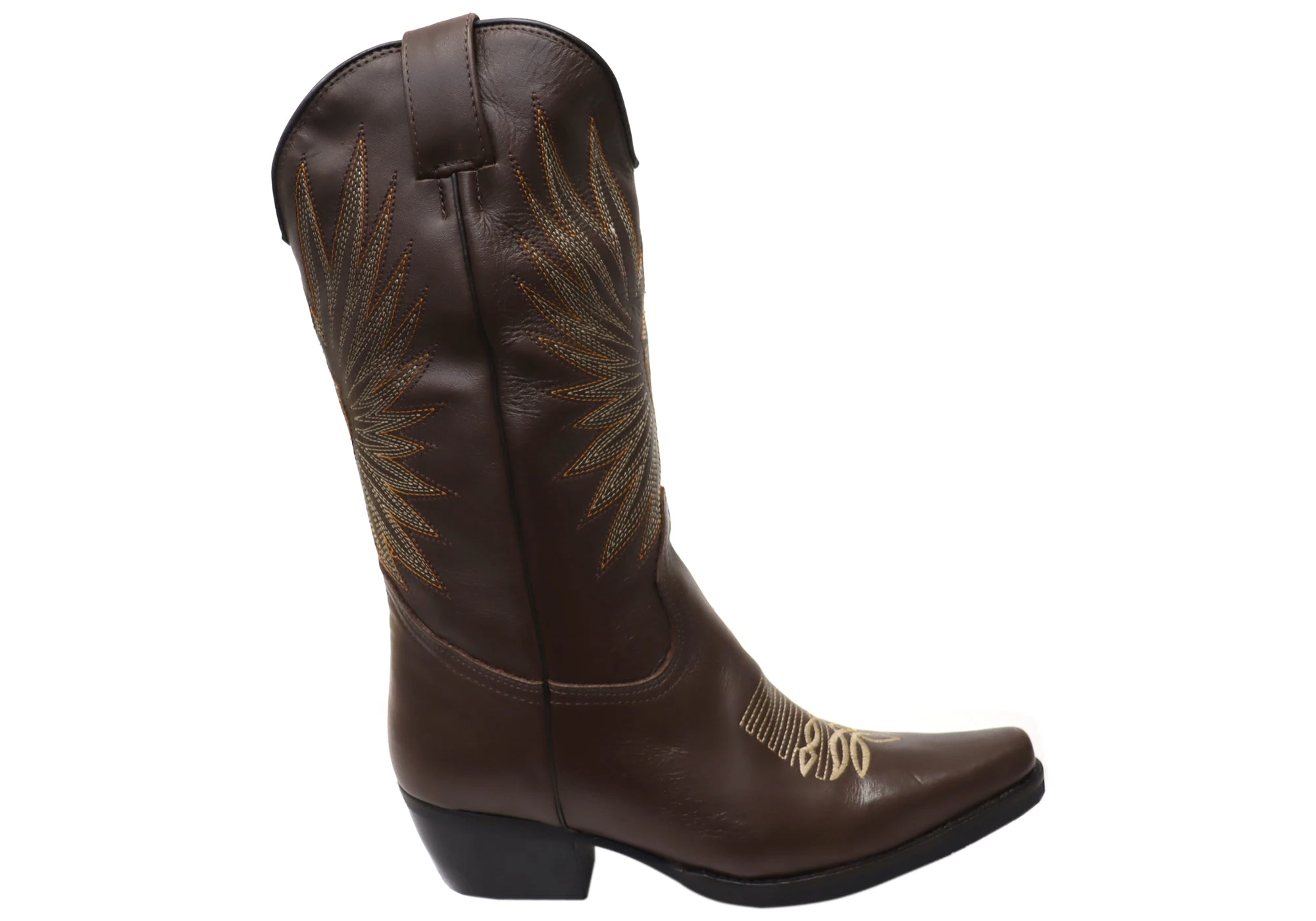 D Milton Eliza Womens Comfortable Leather Western Cowboy Boots - Chocolate