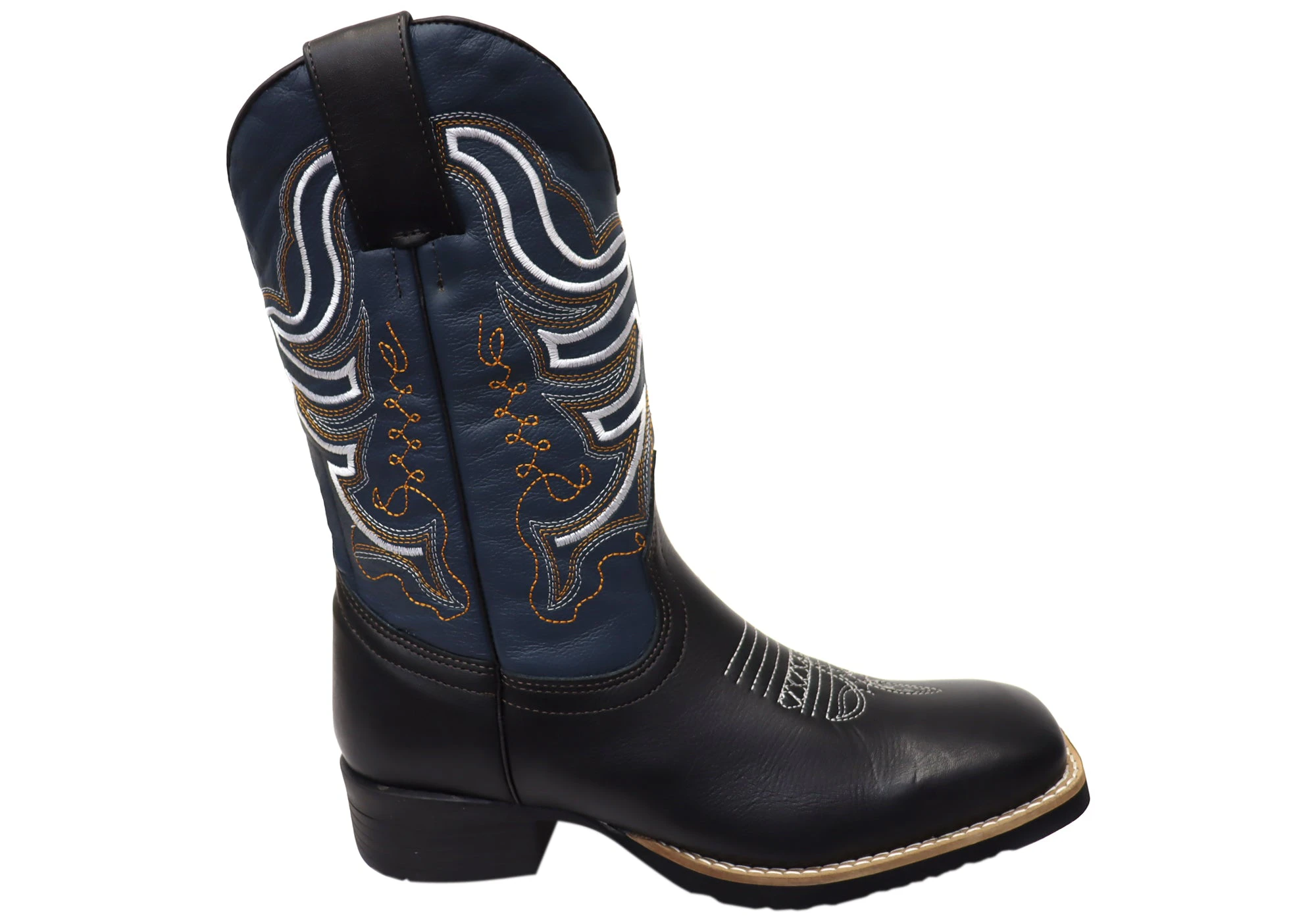 D Milton Ridgeland Mens Leather Comfortable Western Cowboy Boots - Black Multi