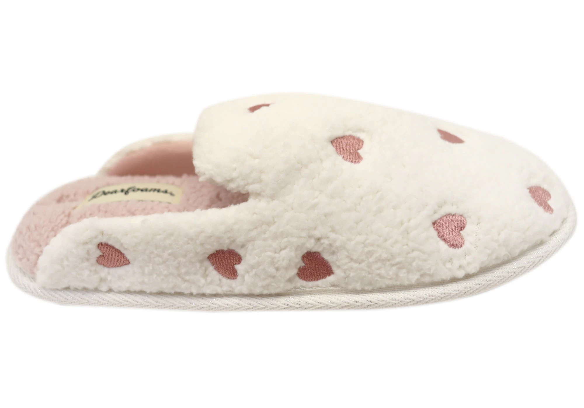 Dearfoams Womens Comfortable Open Back Scuff Slippers - Beige/Pink