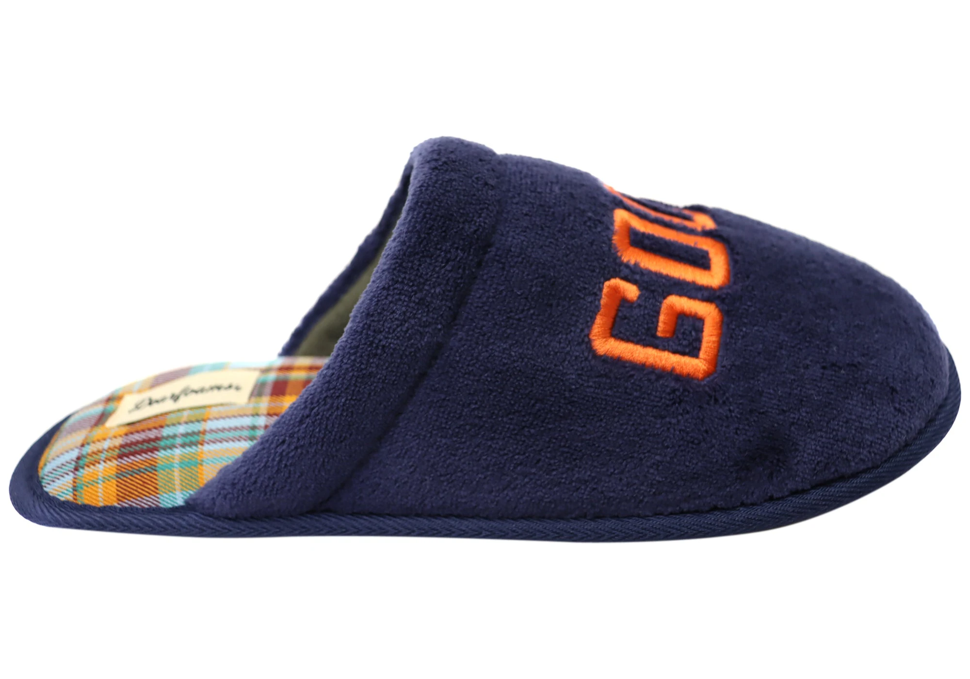 Dearfoams Mens Comfortable Novelty Terry Scuff Slippers - Navy