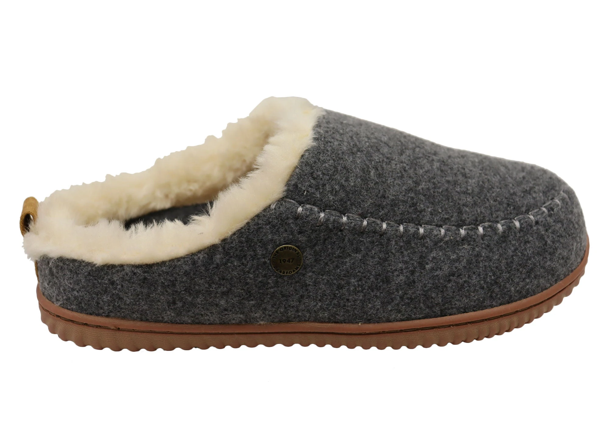 Dearfoams Womens Comfortable Bern Clog Open Back Slippers - Grey