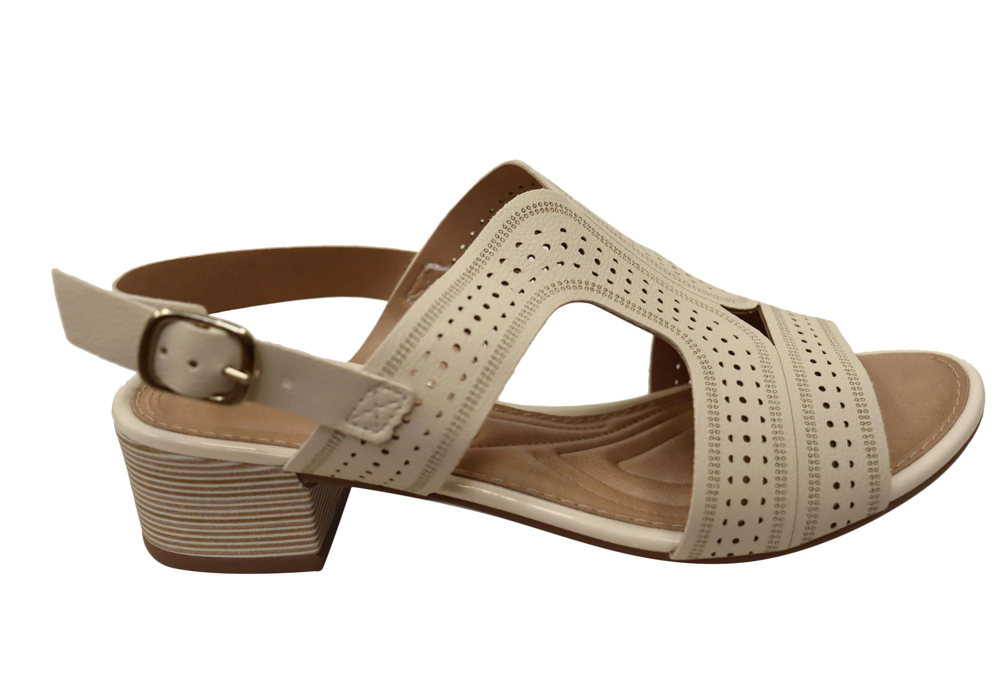 Dakota Eaglemont Womens Comfortable Low Heel Sandals Made In Brazil - Beige