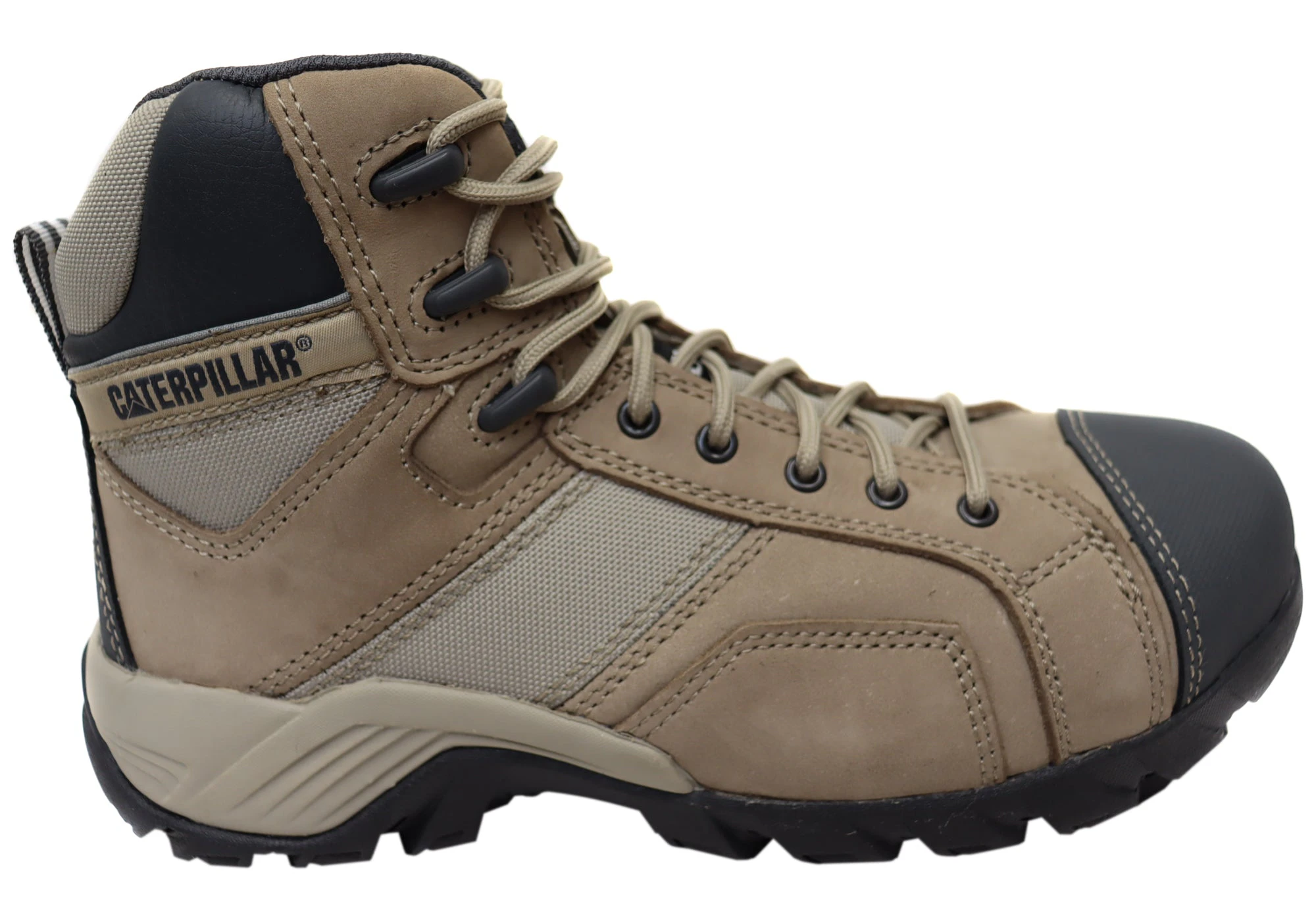 Caterpillar Cat Argon Hi Side Zip Mens Steel Toe Work/Safety Boots - Taupe