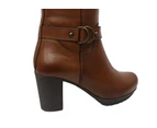 Orizonte Cadby Womens European Comfortable Leather Knee High Boots - Tan