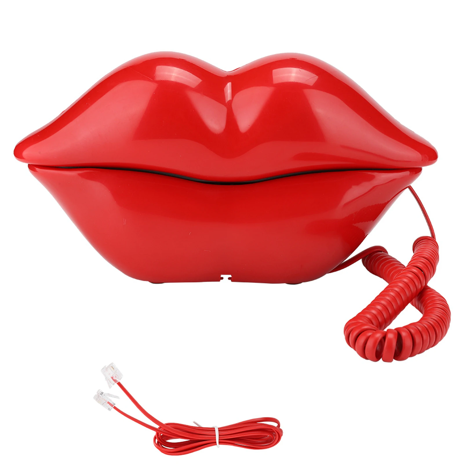 WX 3061 MultiFunctional Cute Lip Shape Telephone Desk Phone Home Decoration Set Red