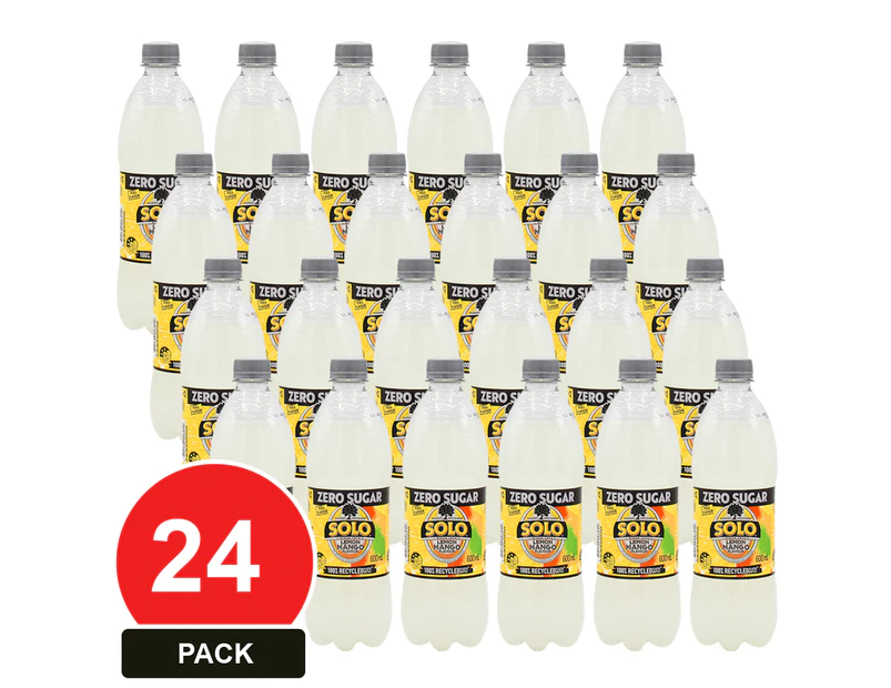 24 Pack, Schweppes 600ml Solo Lemon Mango Zero Sugar