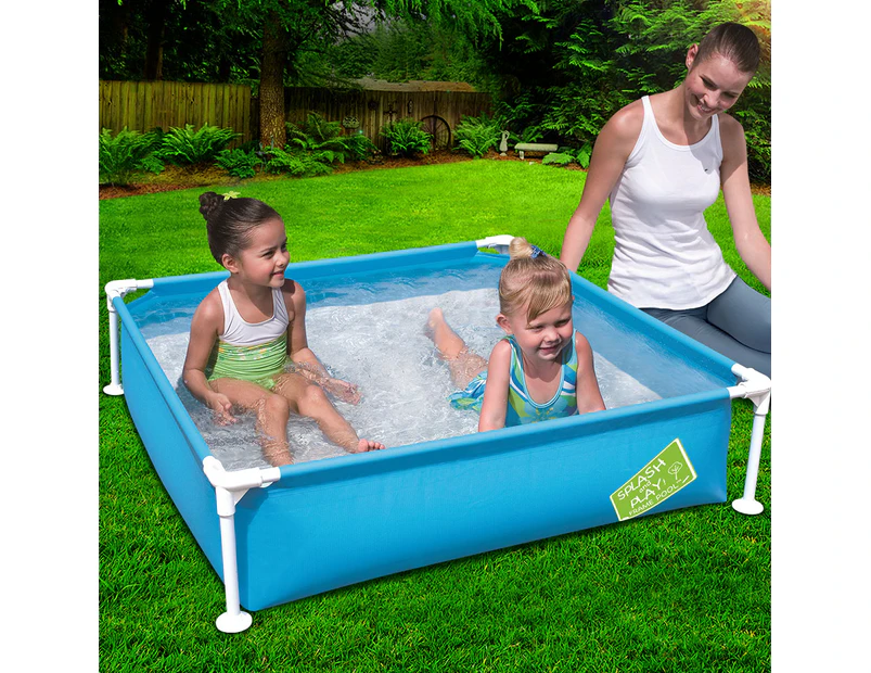 Bestway Kids Pool Play Toy Above Ground Rectangular Metal Frame Pools 122CM Blue