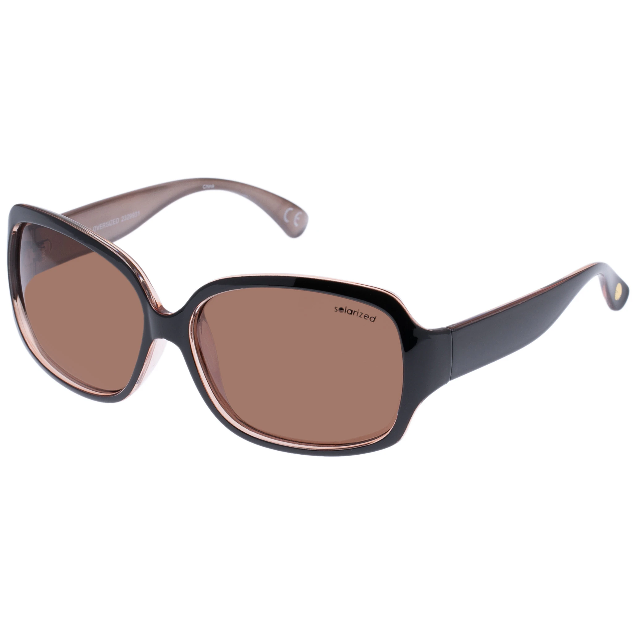 Solarized Female Glam Oversized Black Pearl Malt Wrap Sunglasses