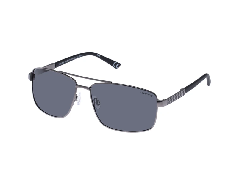 Solarized Male Double Bridge Classic Matte Gunmetal Aviator Sunglasses