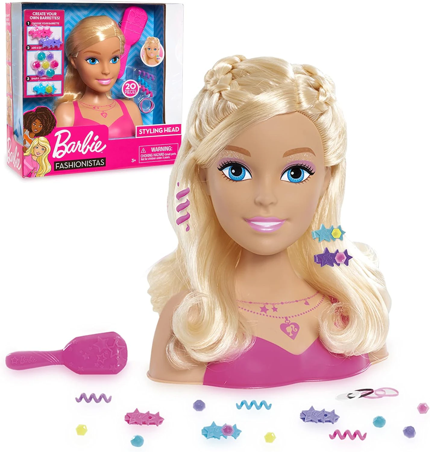 Barbie Styling Head with 20 Accessories - Perfect Hair Playset for Kids 3+, Creative Hairstyling and Imaginative Play