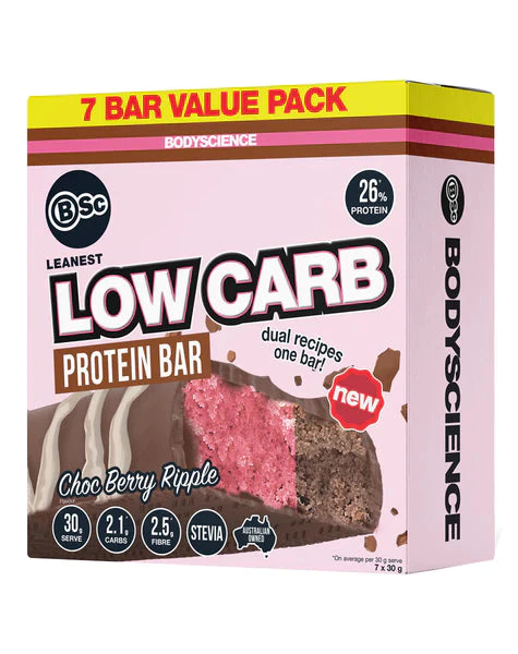 BSc | Leanest Low Carb Protein Bar By Bodyscience - Chocolate Berry Ripple