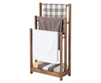 Giantex 3-Tier Wooden Towel Rack Freestanding Towel Drying Holder Storage Shelf, Brown