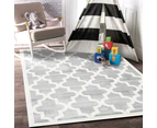 Lattice Pattern Light Grey White Rug